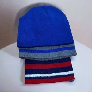 3 Knit Hat Bundle Baby Toddler Boy Blue Red Striped Gray